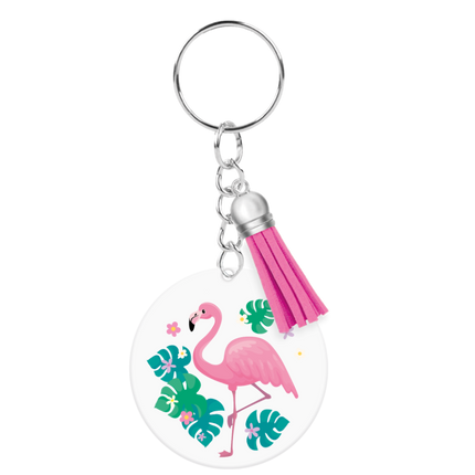 Nyckelring i akryl med flamingo