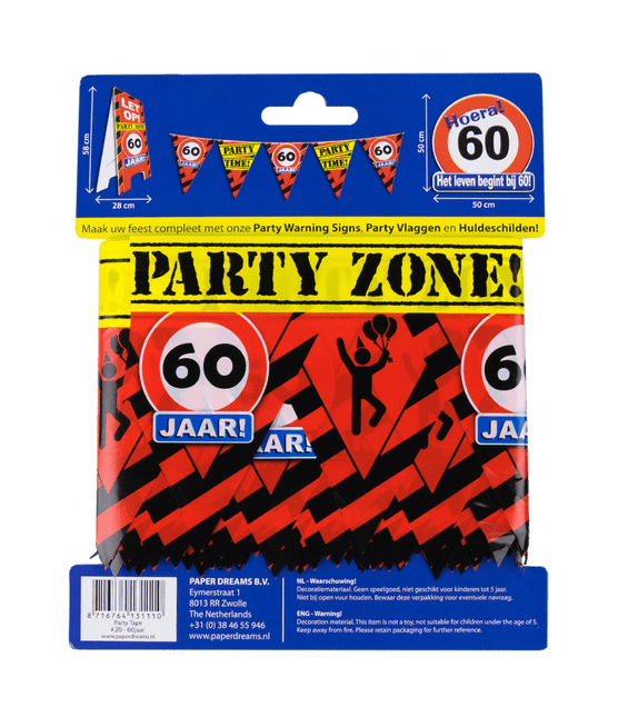 Afzetlint 60 Jaar 12m van Paper Dreams koop je bij Partywinkel