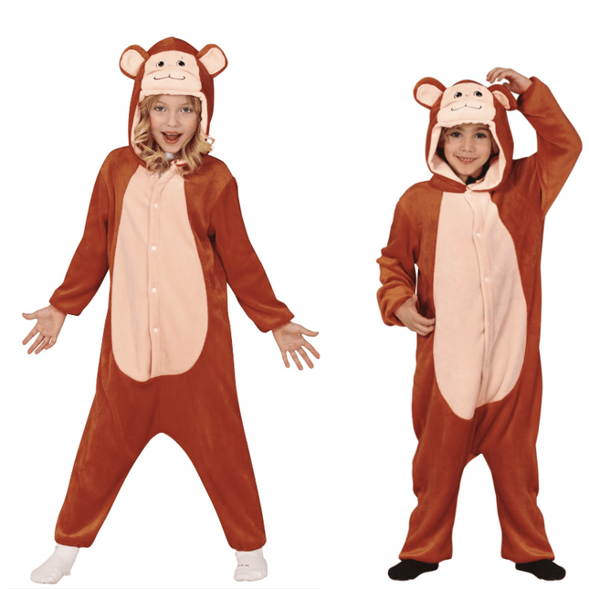 Apen Onesie Kind Bruin 5 - 6 jaar | 110 - 115cm van Fiestas Guirca koop je bij Partywinkel