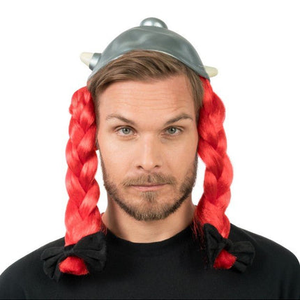 Asterix Obelix Helm met Rode Vlechten 52x40cm van CHAKS koop je bij Partywinkel