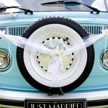 Autodecoratie Witte Bloem 1,8m 2st van Partydeco koop je bij Partywinkel