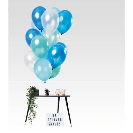 Azure Blauwe Ballonnen Chroom 33cm 15st van Folat koop je bij Partywinkel