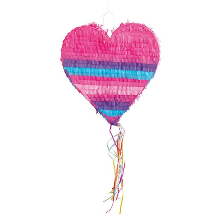 Hjärtformad piñata, blå och rosa, 40 cm