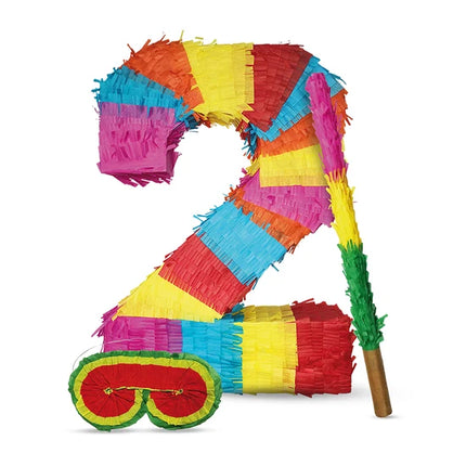 Siffra 2 Piñata-set, 3 delar, 45 cm