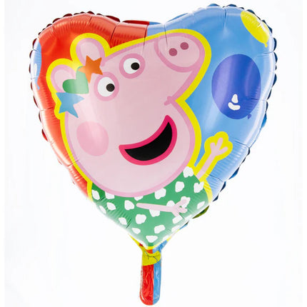 Peppa Pig-heliumballong, färgat hjärta, tom, 45 cm