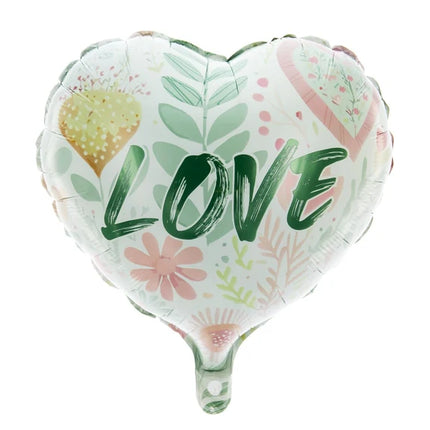 Love Heliumballong, grönt hjärta, tom, 45 cm