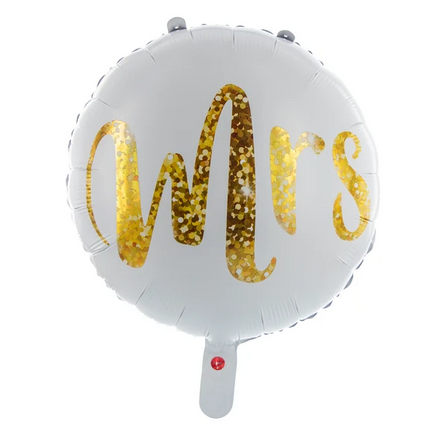Vit heliumballong ”Mrs Leeg”, 45 cm