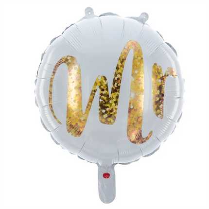 Vit heliumballong Mr Leeg 45 cm