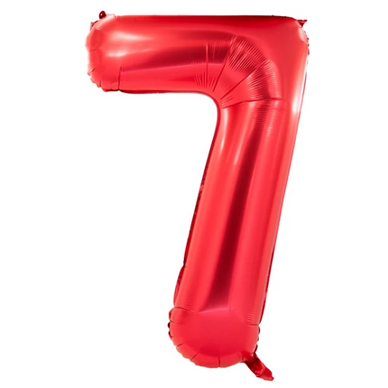 7 år sifferballong, röd, 1 m