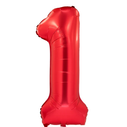1 år-ballong med siffra, röd, 1 m
