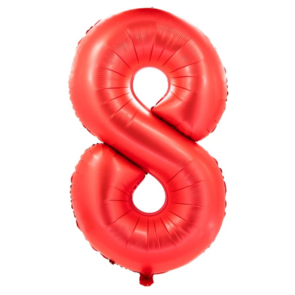 8 år, sifferballong, röd, 1 m