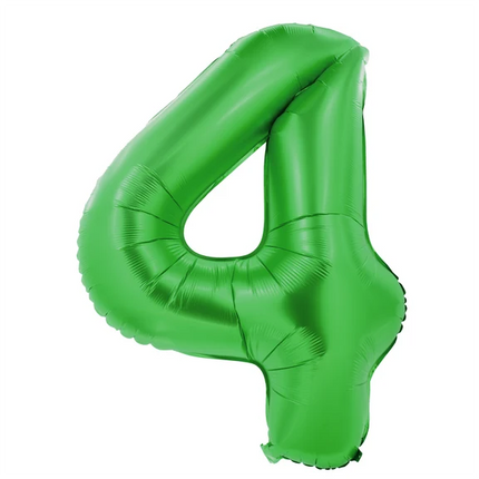 4 år, sifferballong, grön, 1 m