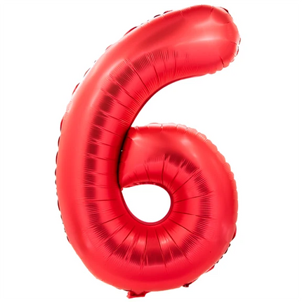 6 år, sifferballong, röd, 1 m