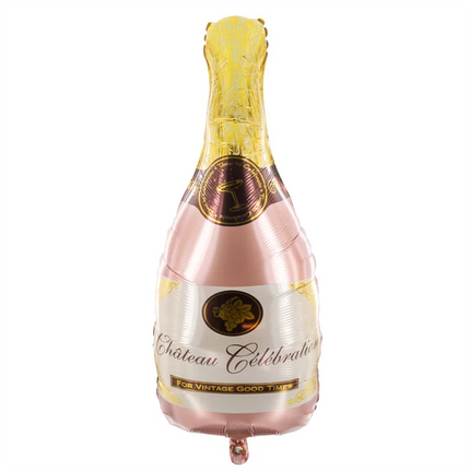 Champagneflaska, heliumballong, rosa, tom, 49 cm