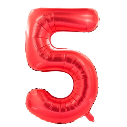 5-års sifferballong, röd, 1 m