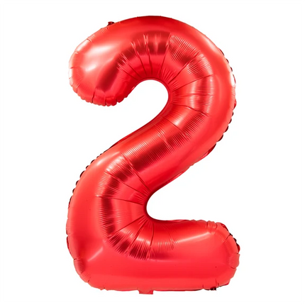 2 år, sifferballong, röd, 1 m