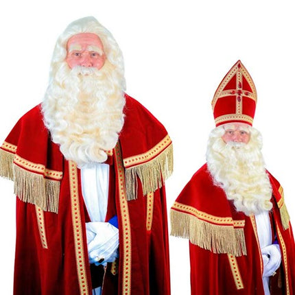 Sinterklaas Fake Beard White Deluxe Lång