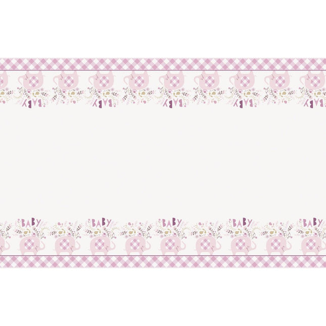 Baby Olifant Tafelkleed Lichtroze 2,13m van Unique koop je bij Partywinkel