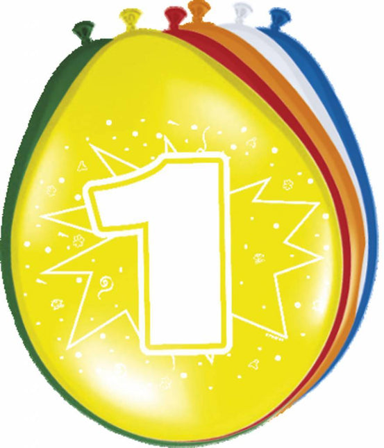 Ballonnen 1 Jaar 30cm 8st van Folat koop je bij Partywinkel