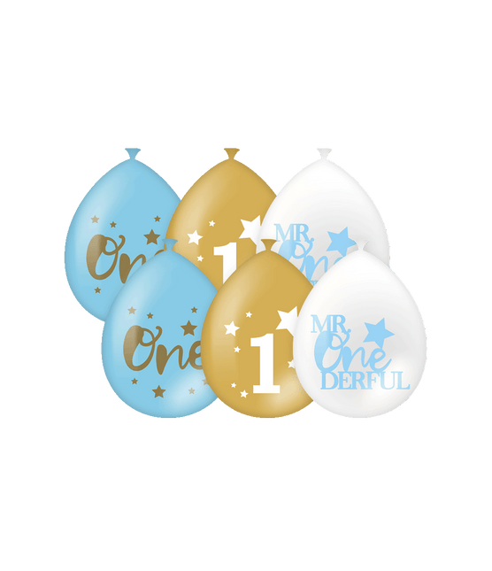 Ballonnen 1 Jaar Jongen 30cm 6st van Paper Dreams koop je bij Partywinkel