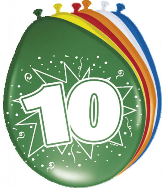 Ballonnen 10 Jaar 30cm 8st van Folat koop je bij Partywinkel