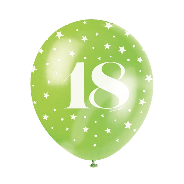 Ballonnen 18 Jaar Confetti 30cm 5st van Unique koop je bij Partywinkel