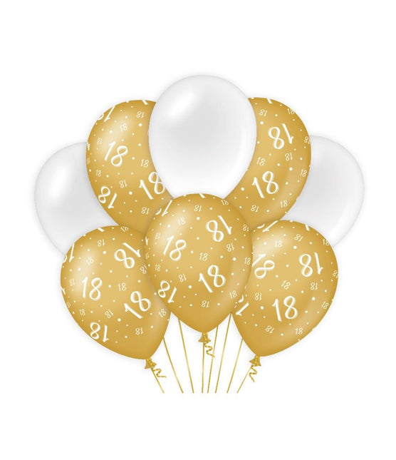 Ballonnen 18 Jaar Goud Wit 30cm 8st van Paper Dreams koop je bij Partywinkel