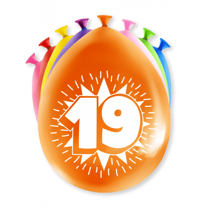 Ballonnen 19 Jaar Meerkleurig 30cm 8st van Paper Dreams koop je bij Partywinkel