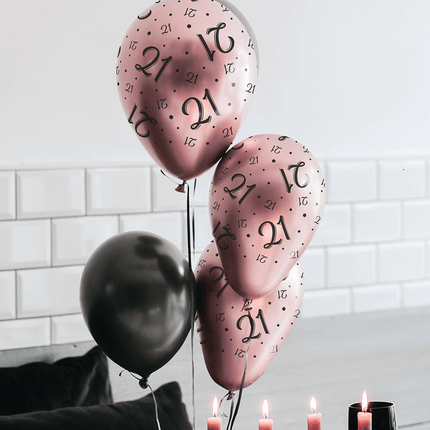 Ballonnen 25 Jaar Rose Zwart 30cm 8st van Paper Dreams koop je bij Partywinkel