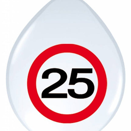Ballonnen 25 Jaar Verkeersbord 30cm 8st van Folat koop je bij Partywinkel
