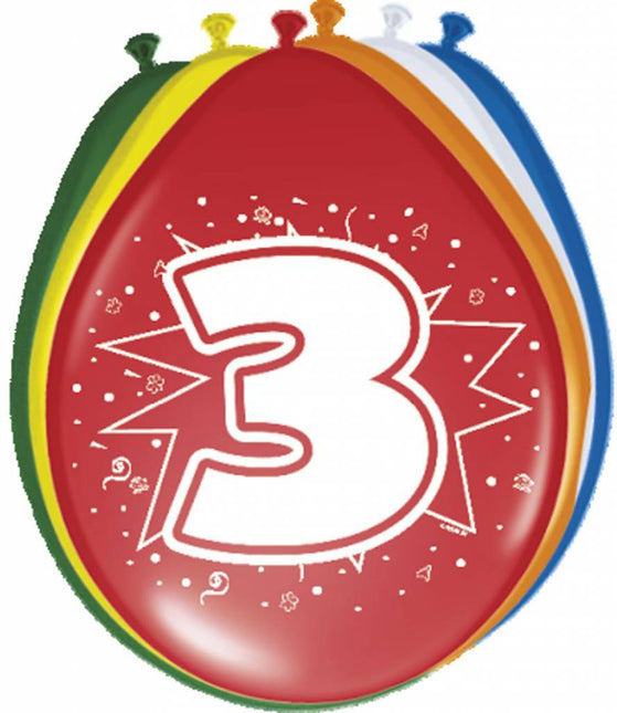 Ballonnen 3 Jaar 30cm 8st van Folat koop je bij Partywinkel
