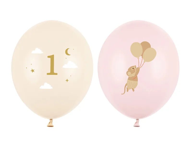 Ballonnen 30 cm, Muizen met cijfer 1, Pale Pink van Partydeco koop je bij Partywinkel