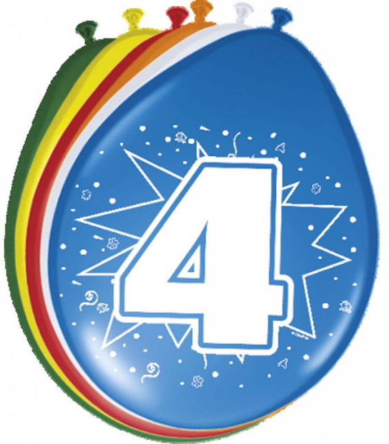 Ballonnen 4 Jaar 30cm 8st van Folat koop je bij Partywinkel