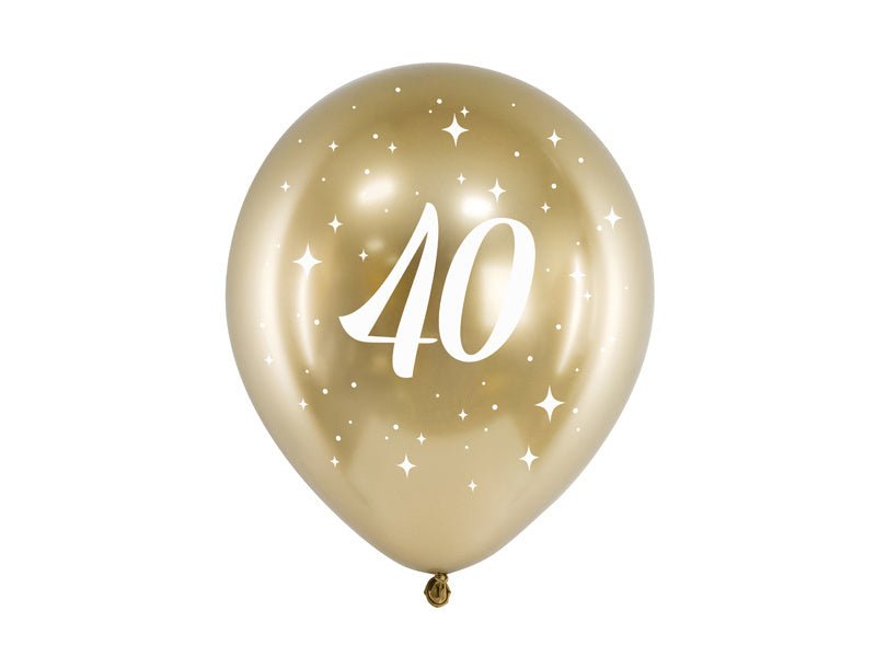 Ballonnen 40 Jaar Goud 30cm 6st van Partydeco koop je bij Partywinkel