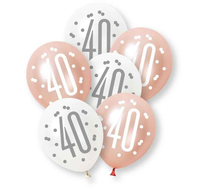 Ballonnen 40 jaar Latex Pearl Assorted 30cm 6st van Folat koop je bij Partywinkel