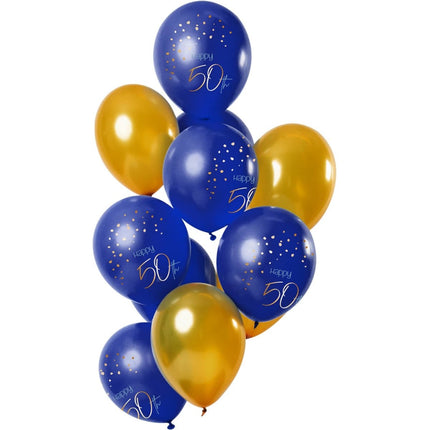 Ballonnen 50 Jaar Blauw 30cm 12st van Folat koop je bij Partywinkel