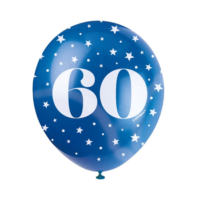 Ballonnen 60 Jaar Confetti 30cm 5st van Unique koop je bij Partywinkel