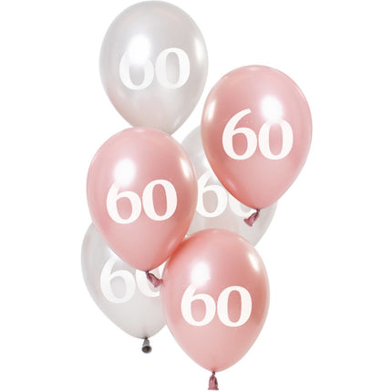 Ballonnen 60 Jaar Roze 23cm 6st van Folat koop je bij Partywinkel