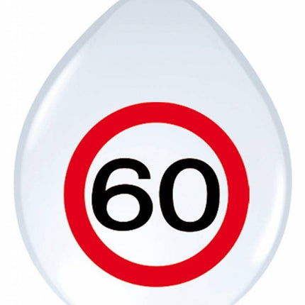 Ballonnen 60 Jaar Verkeersbord 30cm 8st van Folat koop je bij Partywinkel