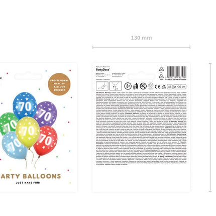 Ballonnen 70 Jaar Gekleurd Metallic 30cm 6st van Partydeco koop je bij Partywinkel