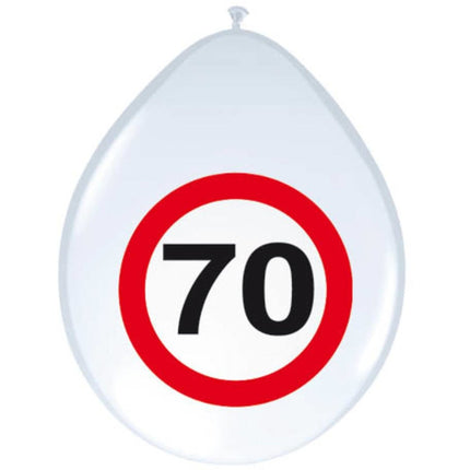 Ballonnen 70 Jaar Verkeersbord 30cm 8st van Folat koop je bij Partywinkel