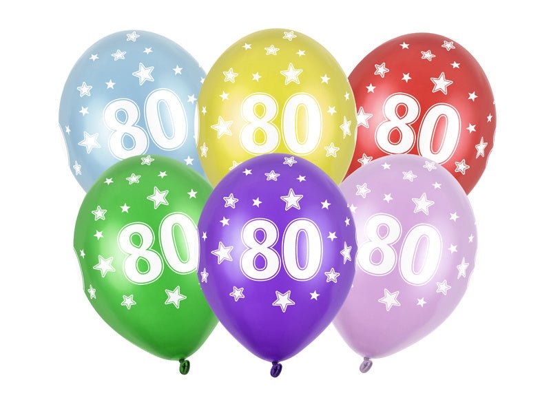 Ballonnen 80 Jaar Gekleurd Metallic 30cm 6st van Partydeco koop je bij Partywinkel