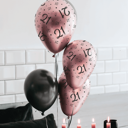Ballonnen 80 Jaar Rose Zwart 30cm 8st van Paper Dreams koop je bij Partywinkel