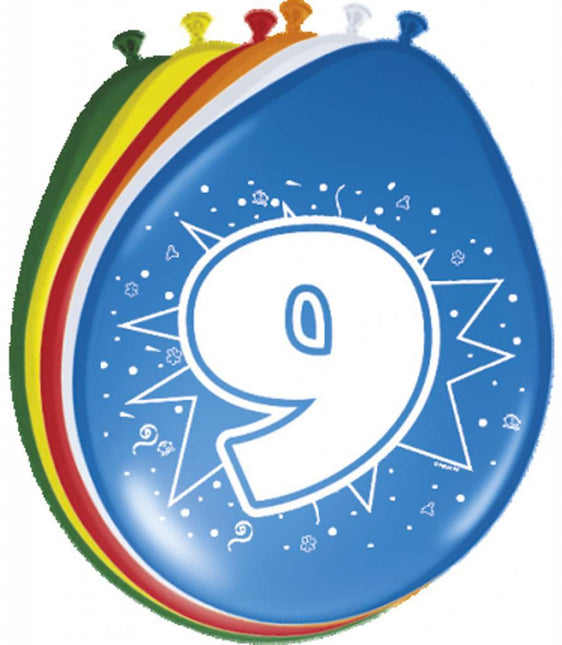 Ballonnen 9 Jaar 30cm 8st van Folat koop je bij Partywinkel