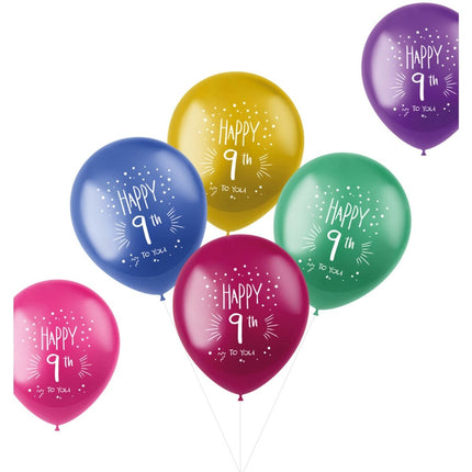 Ballonnen 9 jaarHappy 9th 33cm 6st van Folat koop je bij Partywinkel