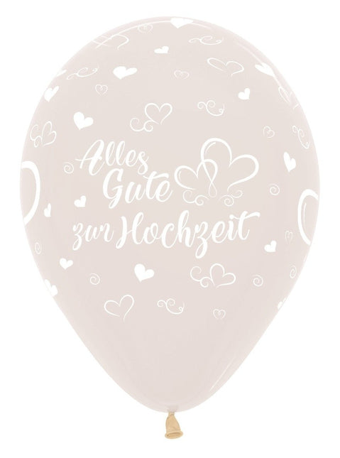 Ballonnen Alles Gute zur Hochzeit Hearts Crystal Clear 30cm 25st van Sempertex koop je bij Partywinkel