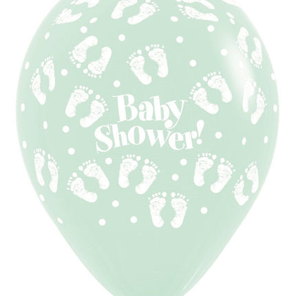 Ballonnen Baby Shower Footprints Pastel Matte Mix 30cm 25st van Sempertex koop je bij Partywinkel