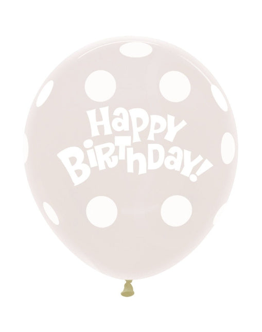 Ballonnen Birthday Dots Clear 45cm 25st van Sempertex koop je bij Partywinkel