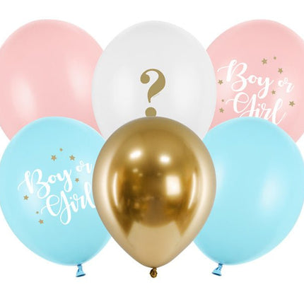Ballonnen Boy Or Girl Mix 30cm 6st van Partydeco koop je bij Partywinkel