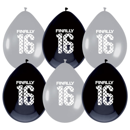 Ballonnen Finally 16 30cm 6st van Haza Witbaard koop je bij Partywinkel